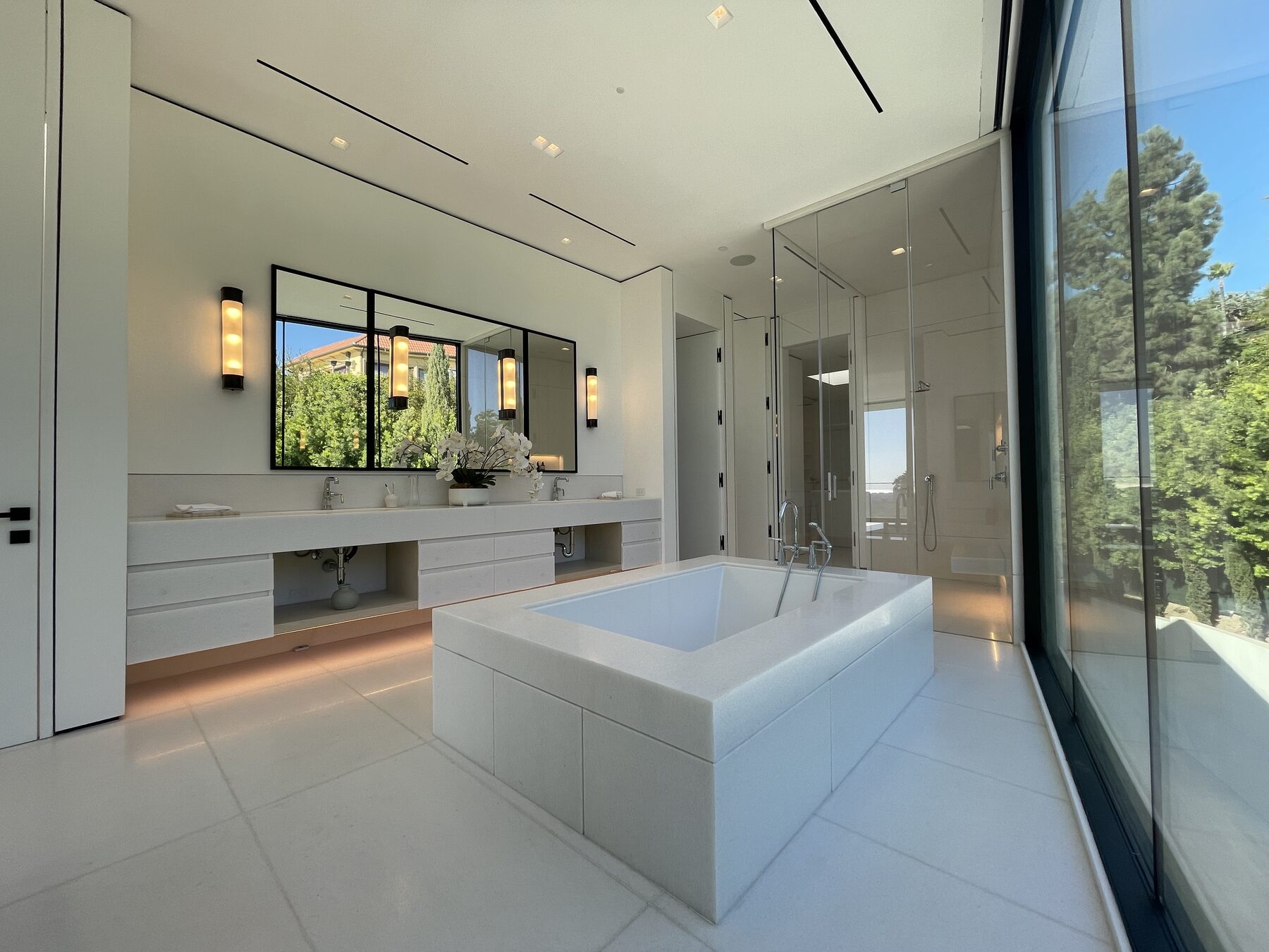 Backlit onyx island at Laurel Way, Beverly Hills